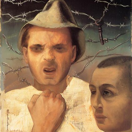 Felix Nussbaum. Self-portrait with a key in the Saint-Cyprien camp, 1941